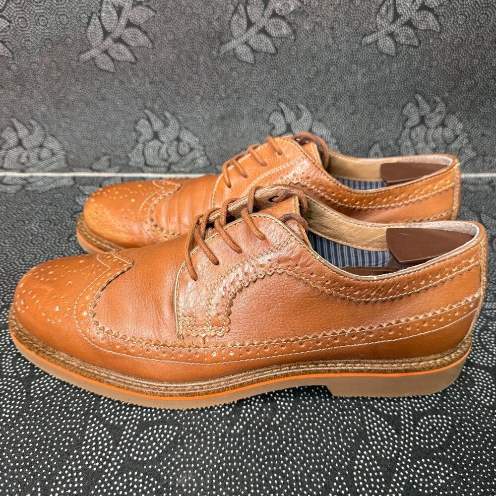 Johnston & Murphy Mens Tan Leather Wingtip Oxfords Size 10M